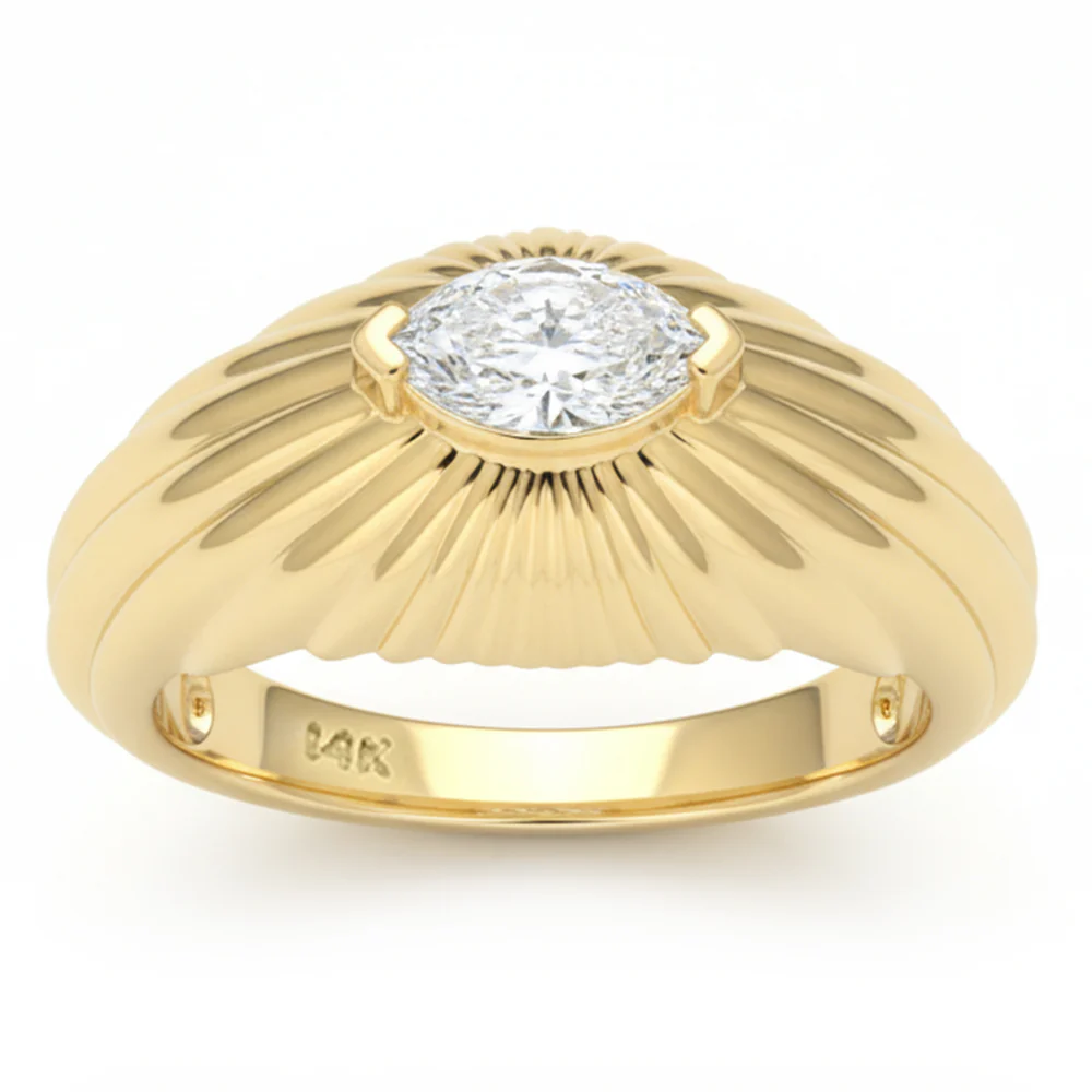 <span style="color:purple">SPECIAL!</span> .42ct G SI 14kt Yellow Gold Marquise Cut Diamond Modern Band Ring Size 6.5