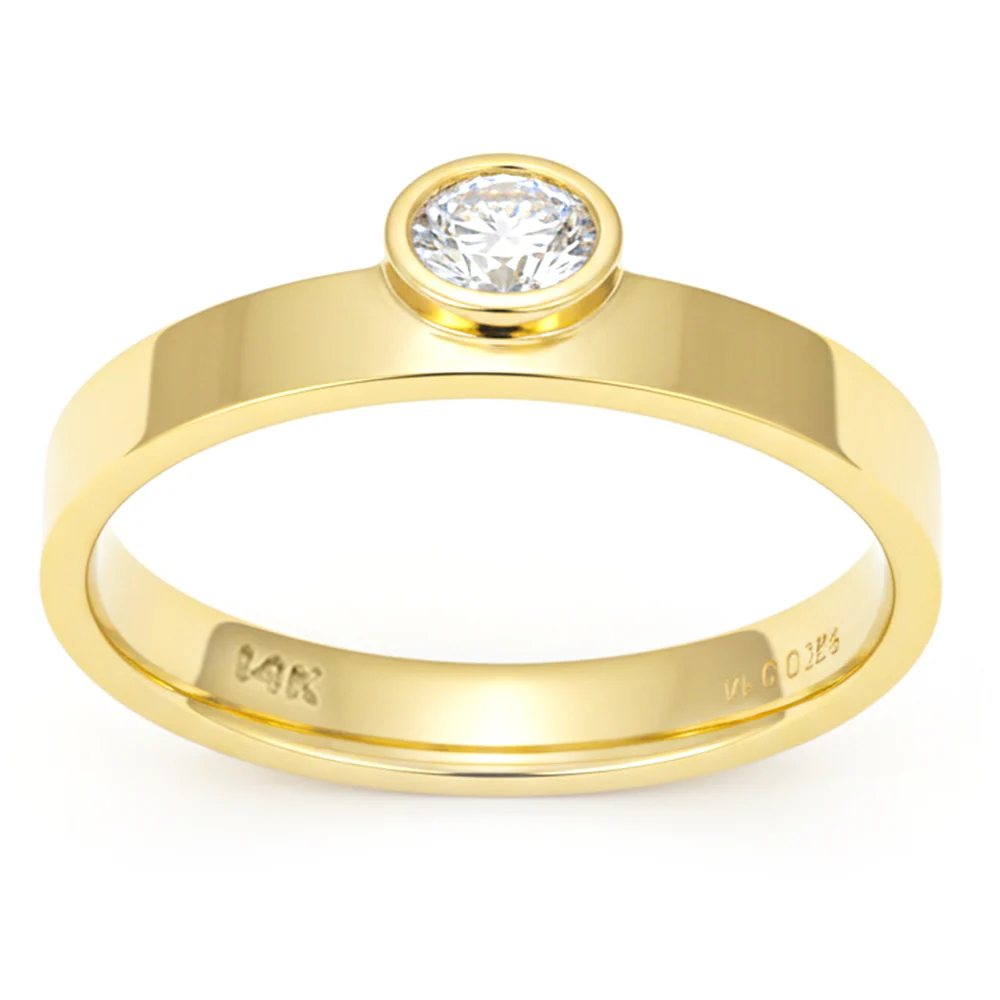 <span style="color:purple">SPECIAL!</span> .14ct G SI 14kt Yellow Gold Oval Diamond Bezel Set Band Ring Size 6.5
