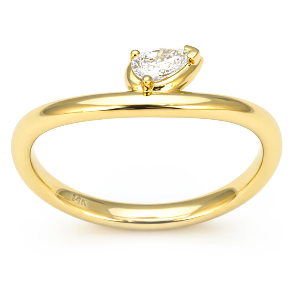 <span style="color:purple">SPECIAL!</span> .15ct G SI 14kt Yellow Gold Pear Diamond Band Ring Size 6.5