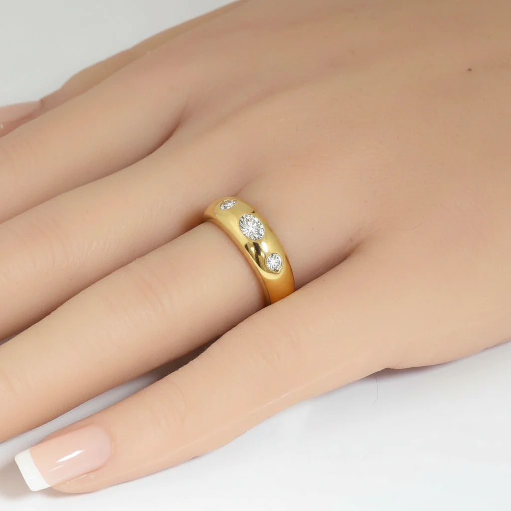 <span style="color:purple">SPECIAL!</span> .40ct G SI 14kt Yellow Gold Oval Diamond Dome Bezel Set Band Ring Size 6.5 - Image 2