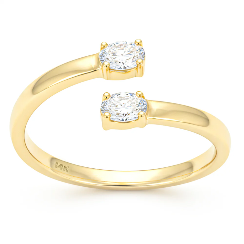 <span style="color:purple">SPECIAL!</span> .28ct G SI 14kt Yellow Gold Oval Diamond Open Wrap Around Ring Size 6.5