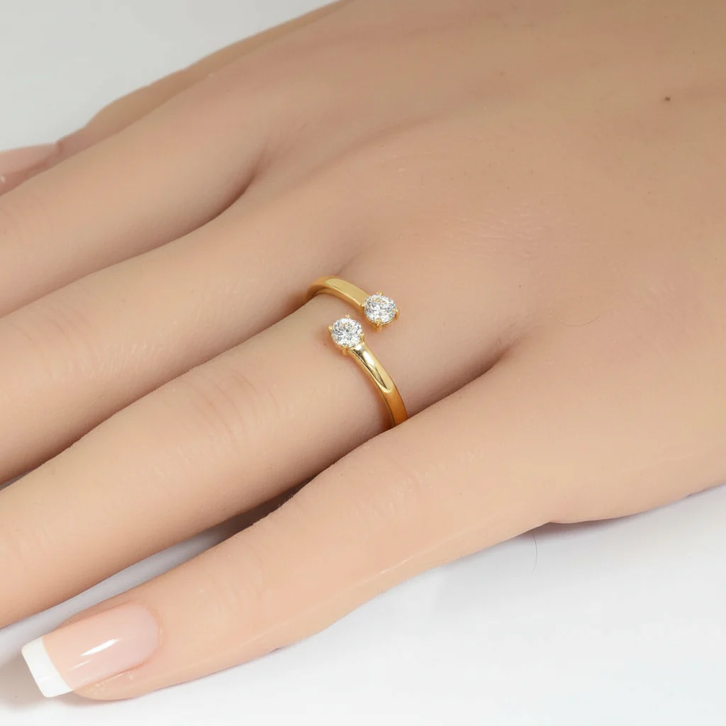 <span style="color:purple">SPECIAL!</span> .28ct G SI 14kt Yellow Gold Oval Diamond Open Wrap Around Ring Size 6.5 - Image 2