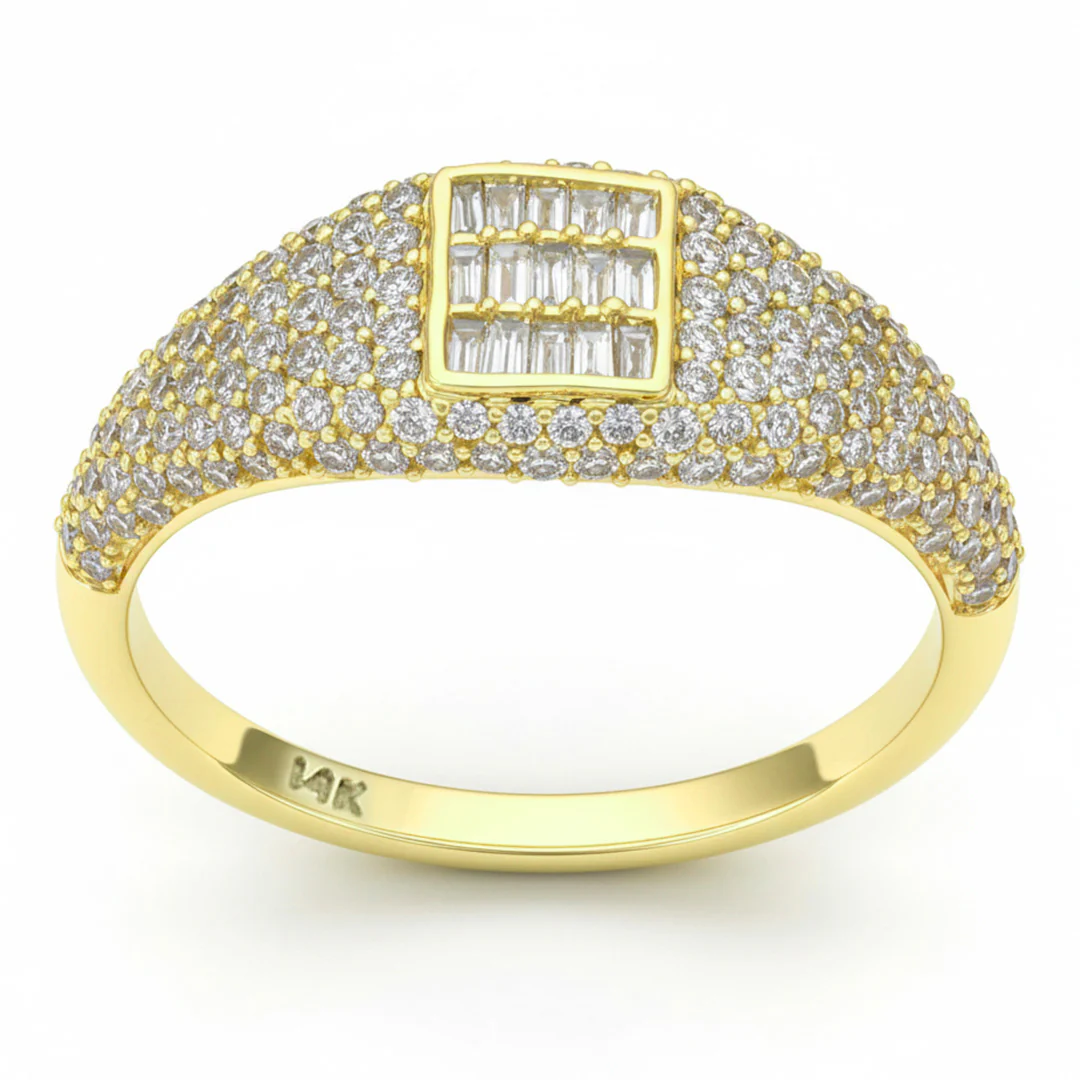 <span style="color:purple">SPECIAL!</span> .71ct G SI 14kt Yellow Gold Round & Baguette Diamond Ring Size 6.5