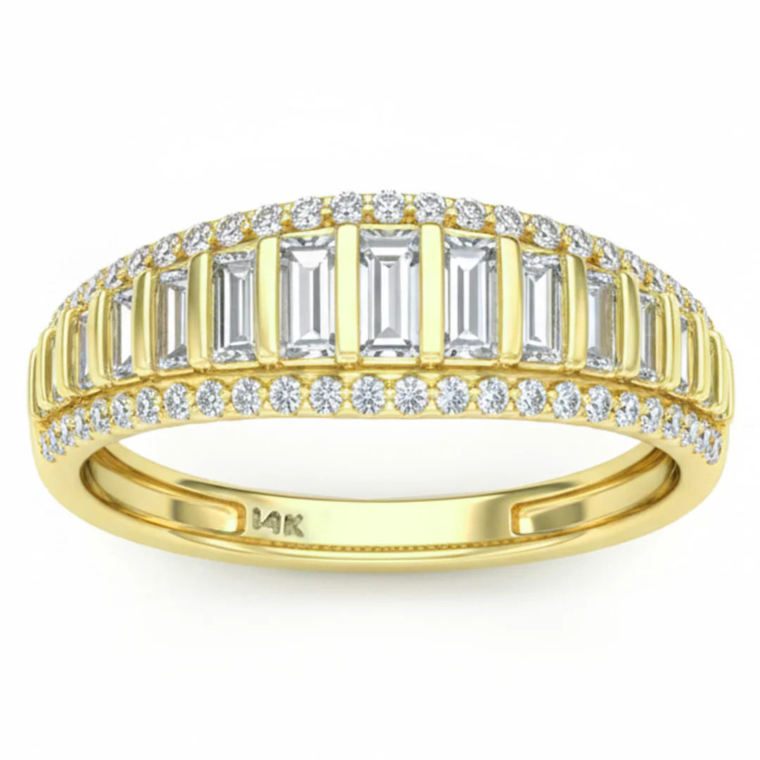 <span style="color:purple">SPECIAL!</span> .64ct G SI 14kt Yellow Gold Baguette Diamond Band Ring Size 6.5