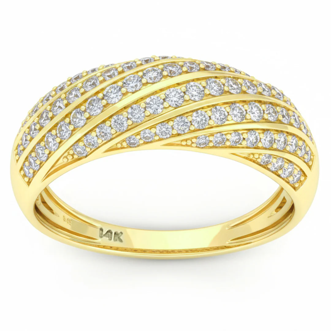 <span style="color:purple">SPECIAL!</span> .53ct G SI 14kt Yellow Gold Round Diamond Band Ring Size 6.5