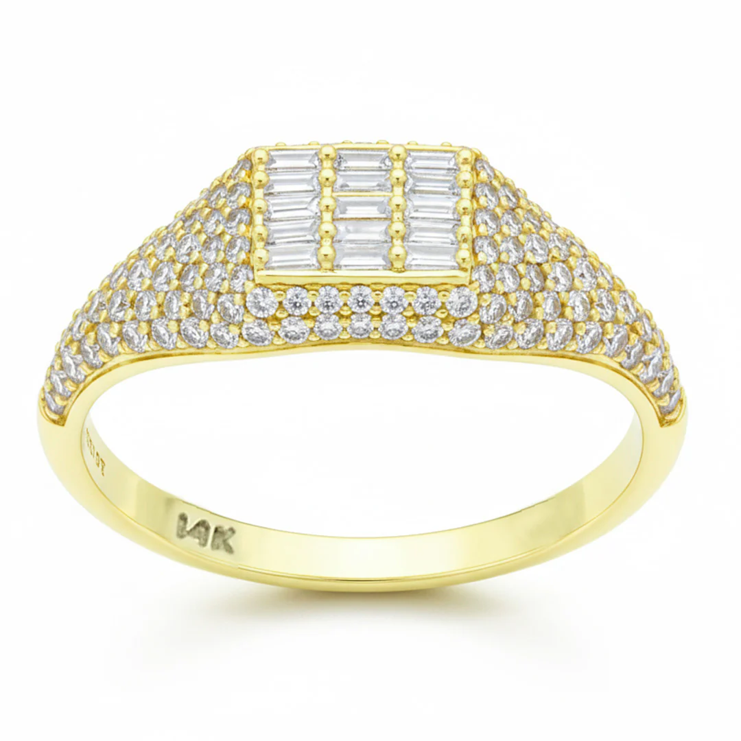 <span style="color:purple">SPECIAL!</span> .68ct G SI 14kt Yellow Gold Round & Baguette Diamond Ring Size 6.5