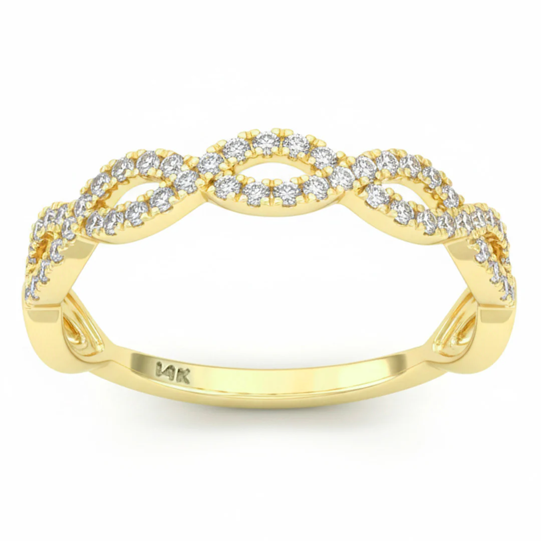 <span style="color:purple">SPECIAL!</span> .30ct G SI 14kt Yellow Gold Diamond Infinity Link Band Ring Size 6.5