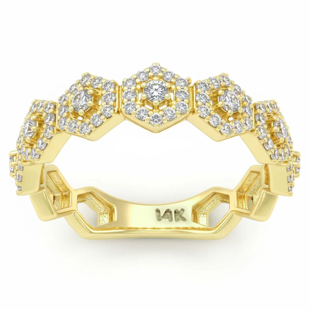 <span style="color:purple">SPECIAL!</span> .56ct G SI 14kt Yellow Gold Geometric Shape Diamond Band Ring Size 6.5
