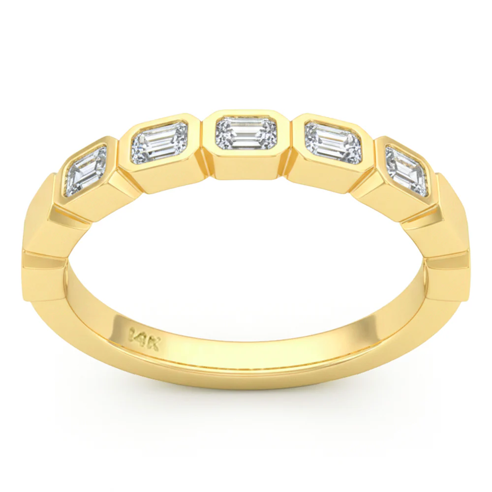 <span style="color:purple">SPECIAL!</span> .48ct G SI 14kt Yellow Gold Diamond Bezel Set Band Ring Size 6.5