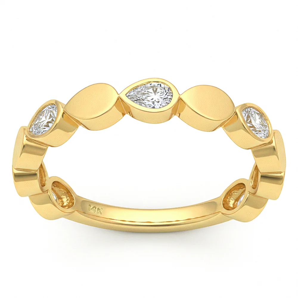 <span style="color:purple">SPECIAL!</span> .38ct G SI 14kt Yellow Gold Diamond Bezel Set Band Ring Size 6.5