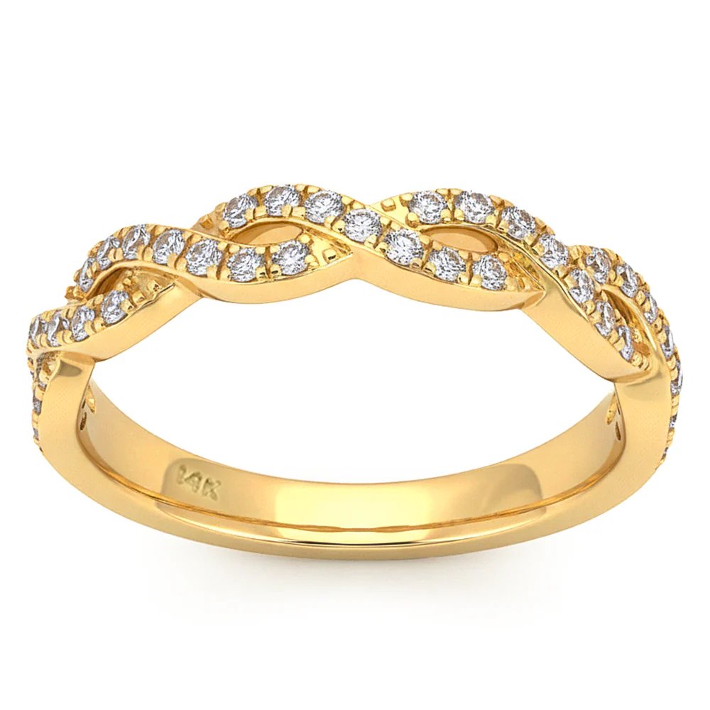 <span style="color:purple">SPECIAL!</span> .33ct G SI 14kt Yellow Gold Diamond Infinity Band Ring Size 6.5