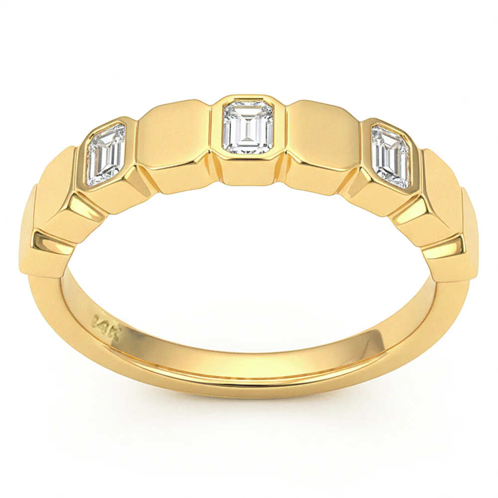 <span style="color:purple">SPECIAL!</span> .35ct G SI 14kt Yellow Gold Diamond Bezel Set Band Ring Size 6.5
