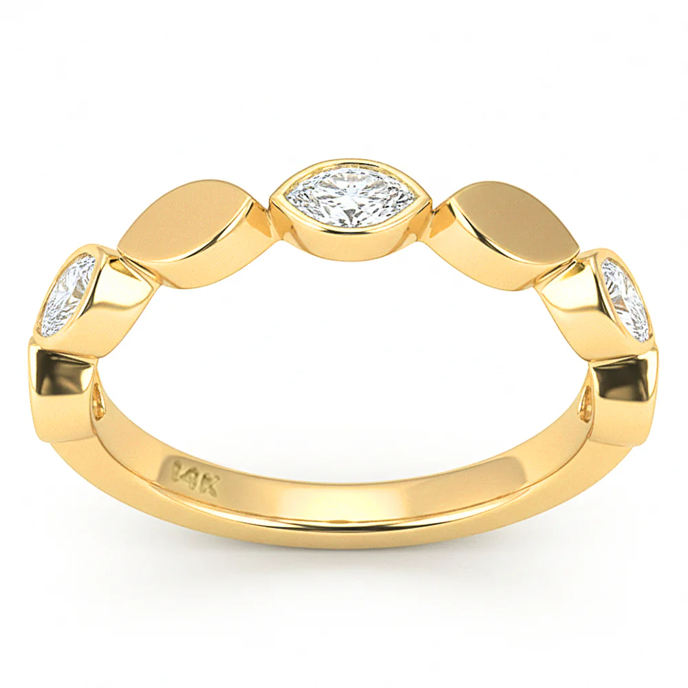 <span style="color:purple">SPECIAL!</span> .35ct G SI 14kt Yellow Gold Diamond Bezel Set Band Ring Size 6.5