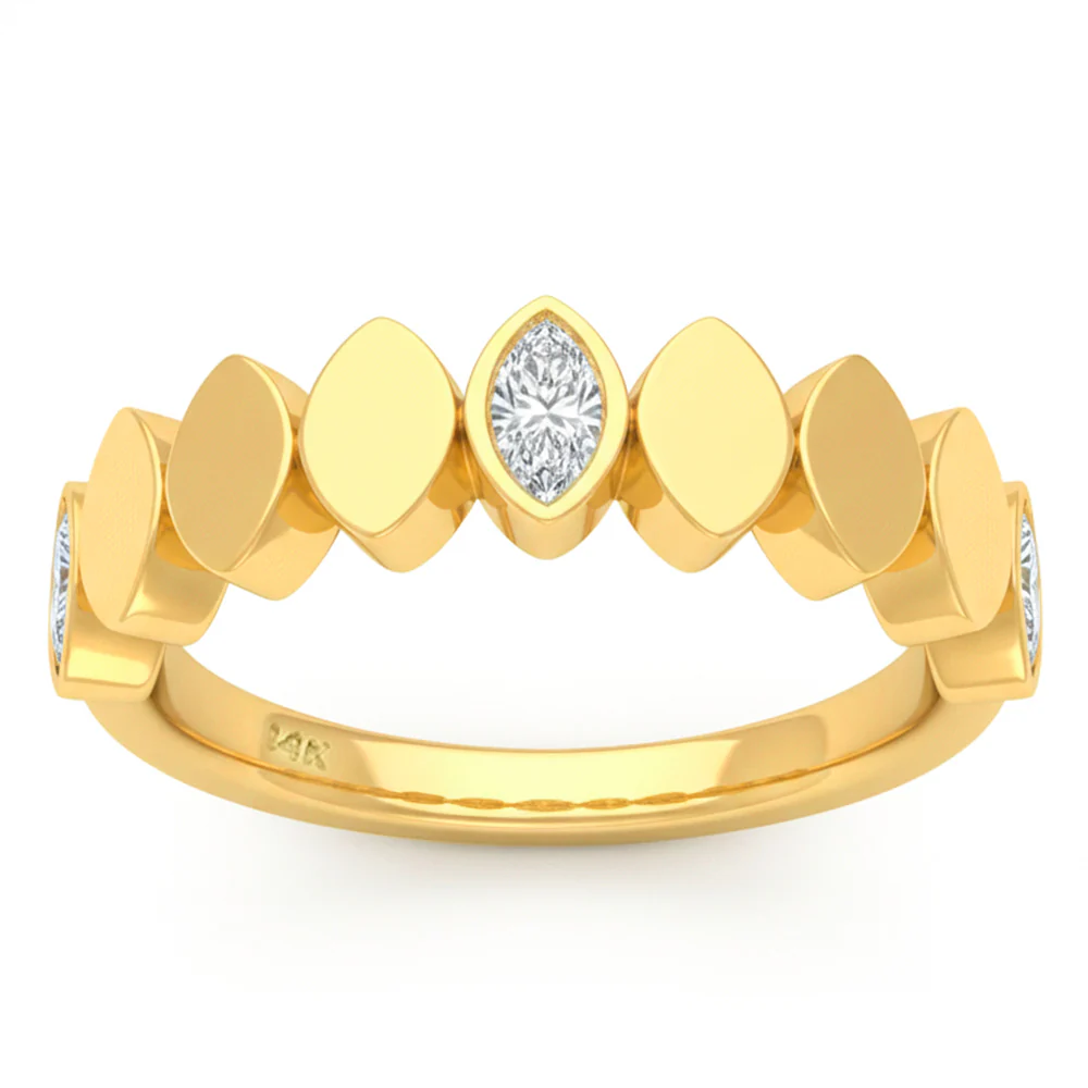 <span style="color:purple">SPECIAL!</span> .33ct G SI 14kt Yellow Gold Diamond Bezel Set Band Ring Size 6.5