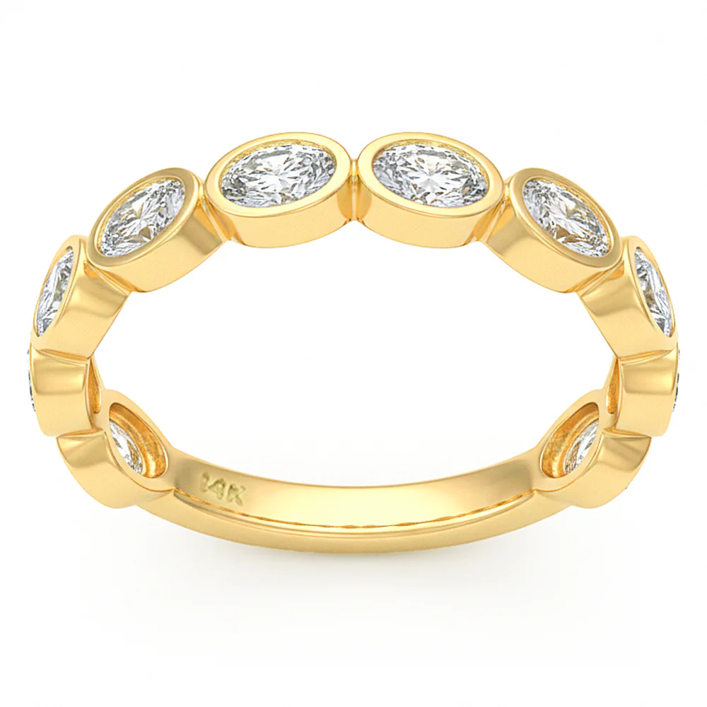 <span style="color:purple">SPECIAL!</span> .96ct G SI 14kt Yellow Gold Diamond Bezel Set Band Ring Size 6.5