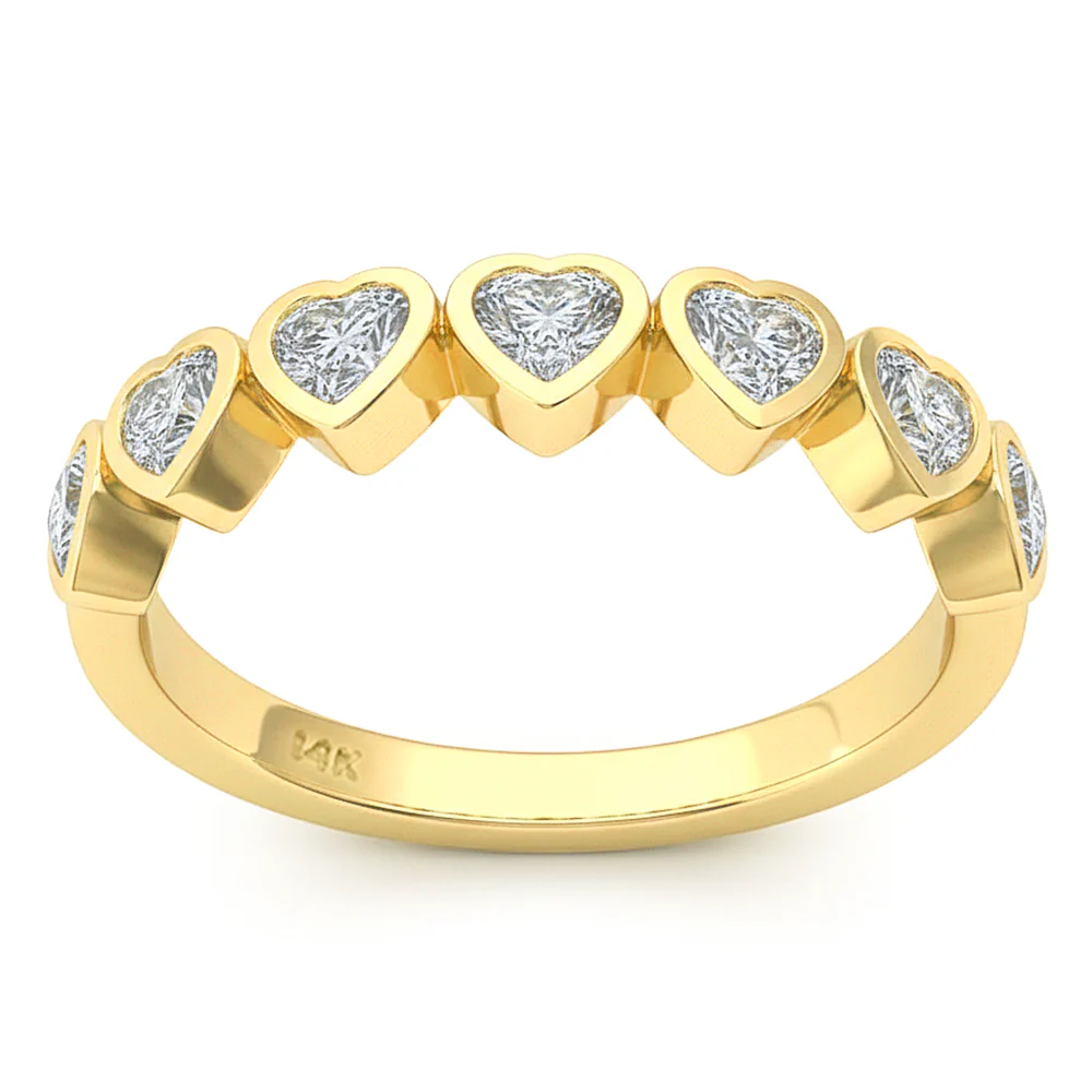 <span style="color:purple">SPECIAL!</span> .77ct G SI 14kt Yellow Gold Diamond Bezel Set Band Ring Size 6.5