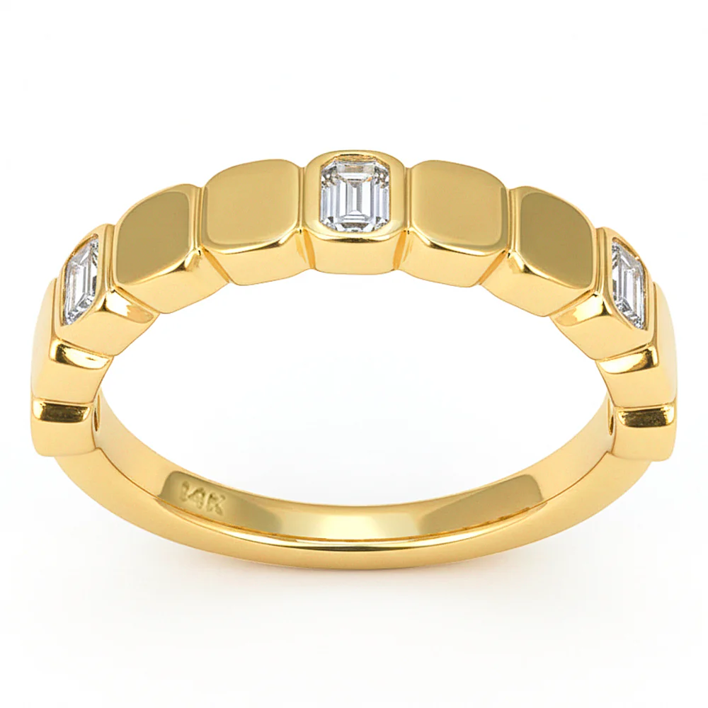 <span style="color:purple">SPECIAL!</span> .34ct G SI 14kt Yellow Gold Diamond Bezel Set Band Ring Size 6.5