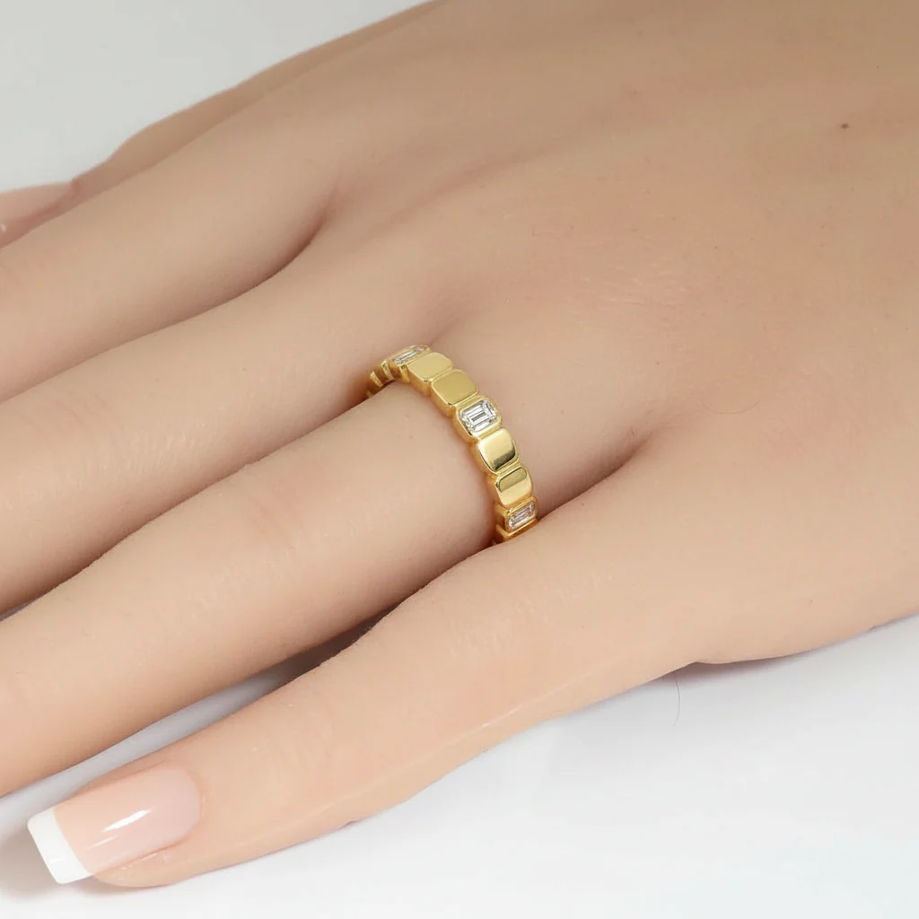 <span style="color:purple">SPECIAL!</span> .34ct G SI 14kt Yellow Gold Diamond Bezel Set Band Ring Size 6.5 - Image 2