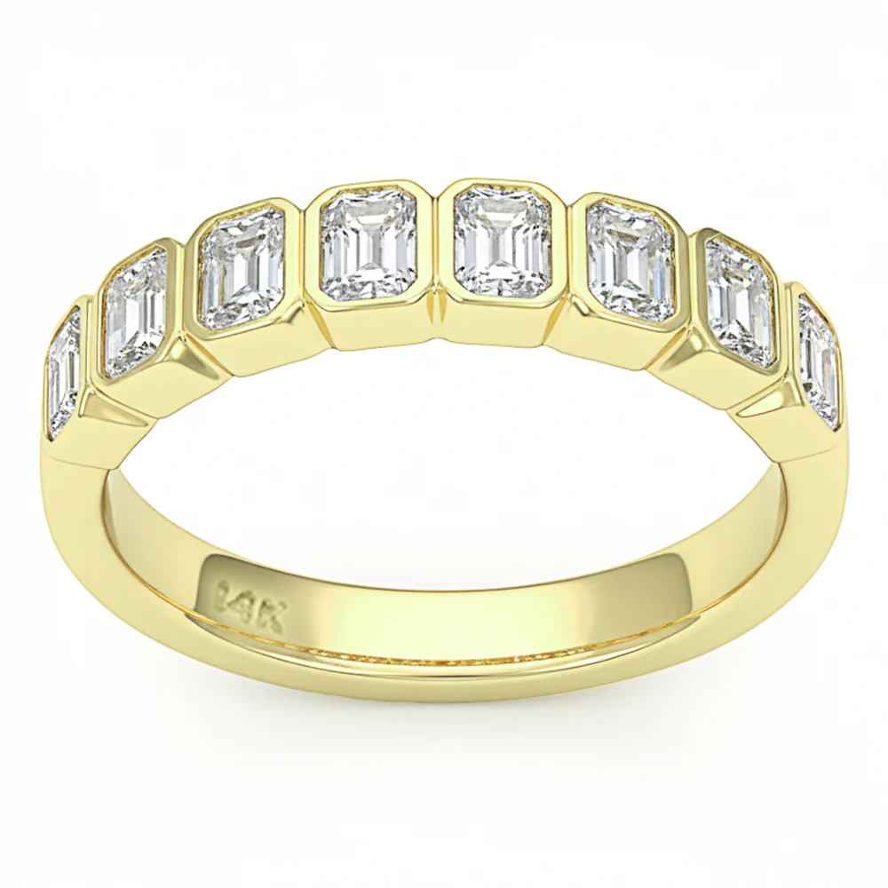 <span style="color:purple">SPECIAL!</span> 1.07ct G SI 14kt Yellow Gold Diamond Bezel Set Eternity Band Ring Size 7