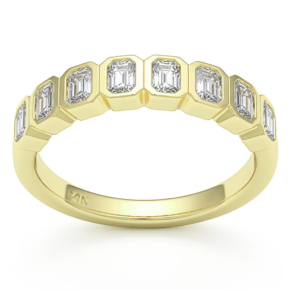 <span style="color:purple">SPECIAL!</span> 1.04ct G SI 14kt Yellow Gold Diamond Bezel Set Eternity Band Ring Size 6.5