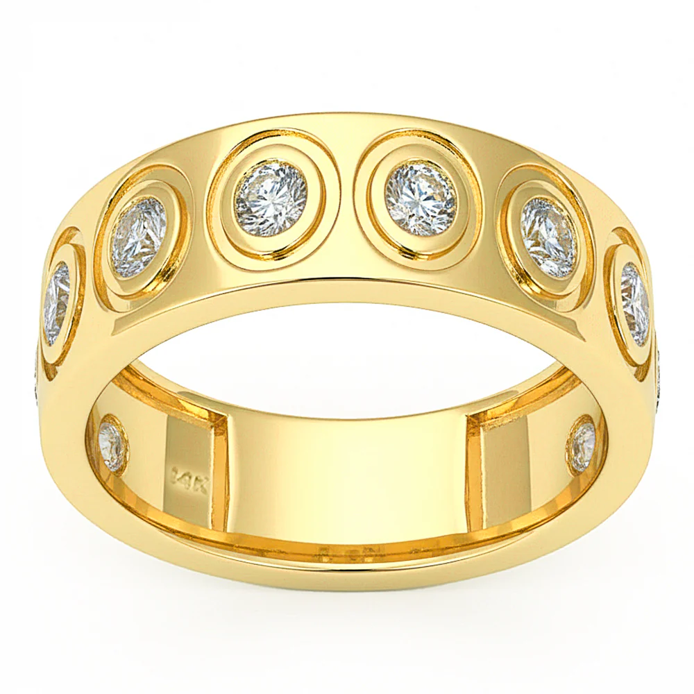 <span style="color:purple">SPECIAL!</span> .75ct G SI 14kt Yellow Gold Diamond Bezel Set Band Ring Size 6.5