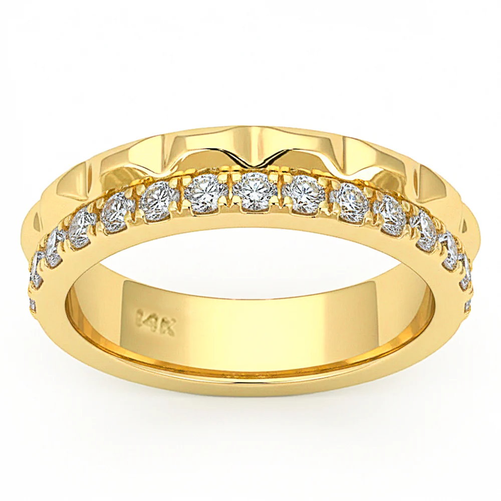 <span style="color:purple">SPECIAL!</span> .49ct G SI 14kt Yellow Gold Diamond Modern Band Ring Size 6.5