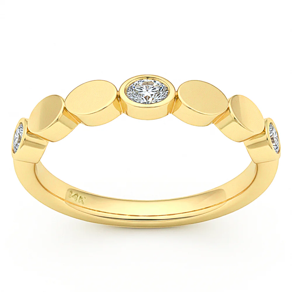 <span style="color:purple">SPECIAL!</span> .24ct G SI 14kt Yellow Gold Diamond Bezel Set Band Ring Size 6.5