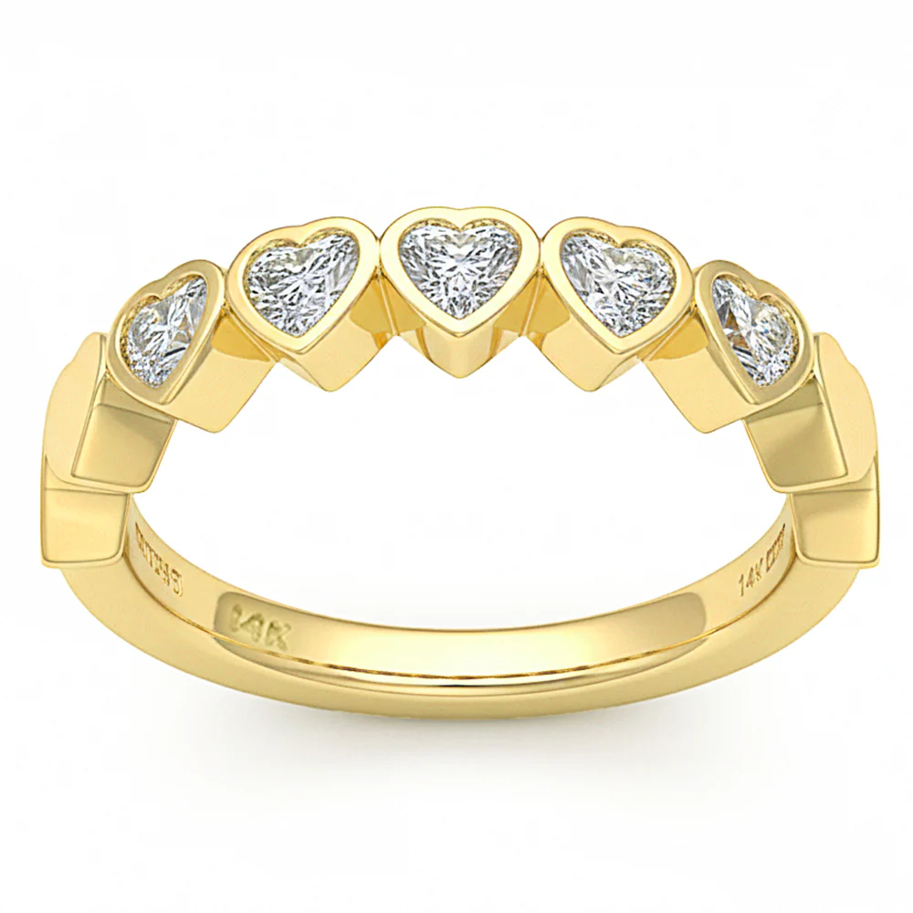 <span style="color:purple">SPECIAL!</span> .48ct G SI 14kt Yellow Gold Diamond Bezel Set Band Ring Size 6.5