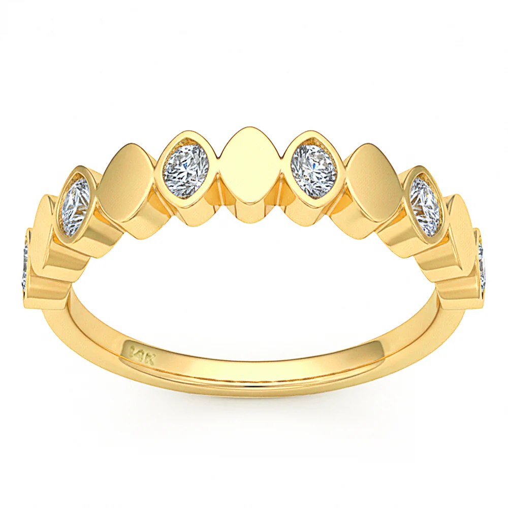 <span style="color:purple">SPECIAL!</span> .43ct G SI 14kt Yellow Gold Diamond Bezel Set Band Ring Size 6.5