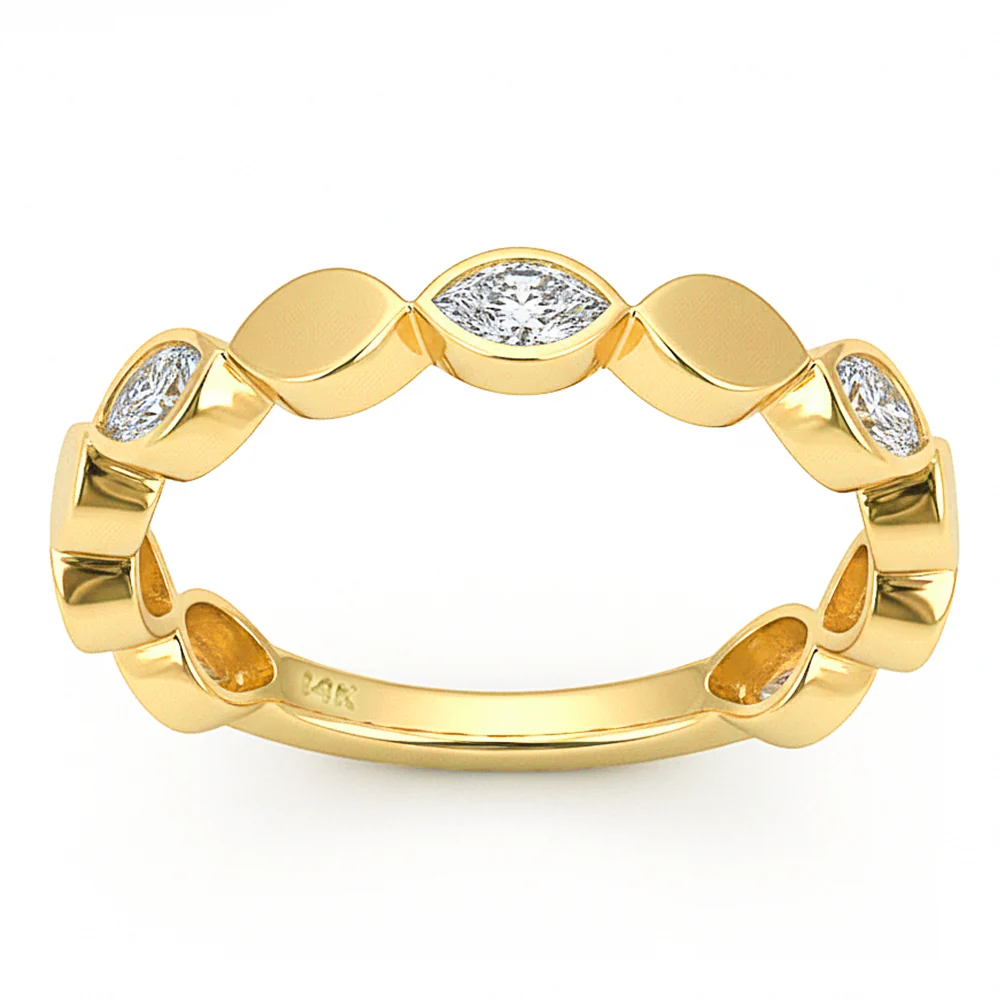 <span style="color:purple">SPECIAL!</span> .37ct G SI 14kt Yellow Gold Diamond Bezel Set Band Ring Size 6.5