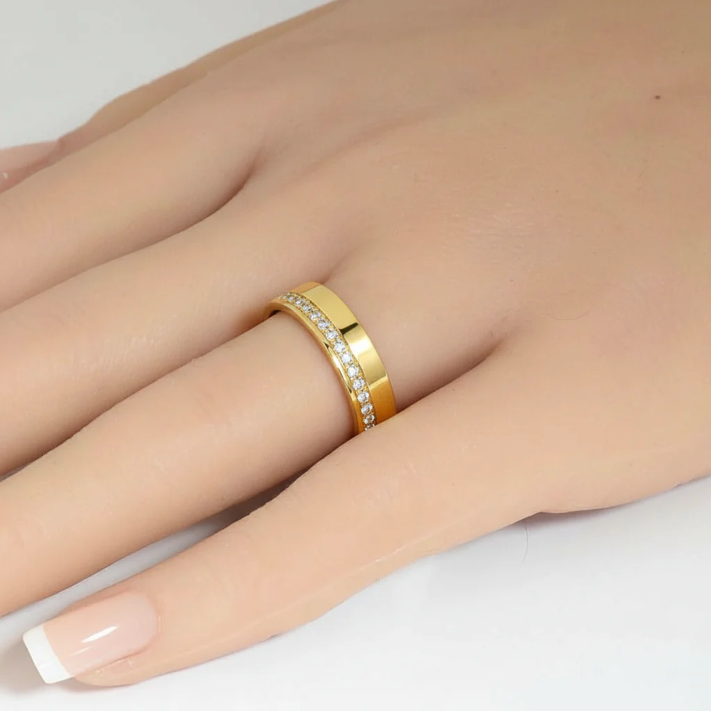 <span style="color:purple">SPECIAL!</span> .25ct G SI 14kt Yellow Gold Diamond Modern Band Ring Size 6.5 - Image 2