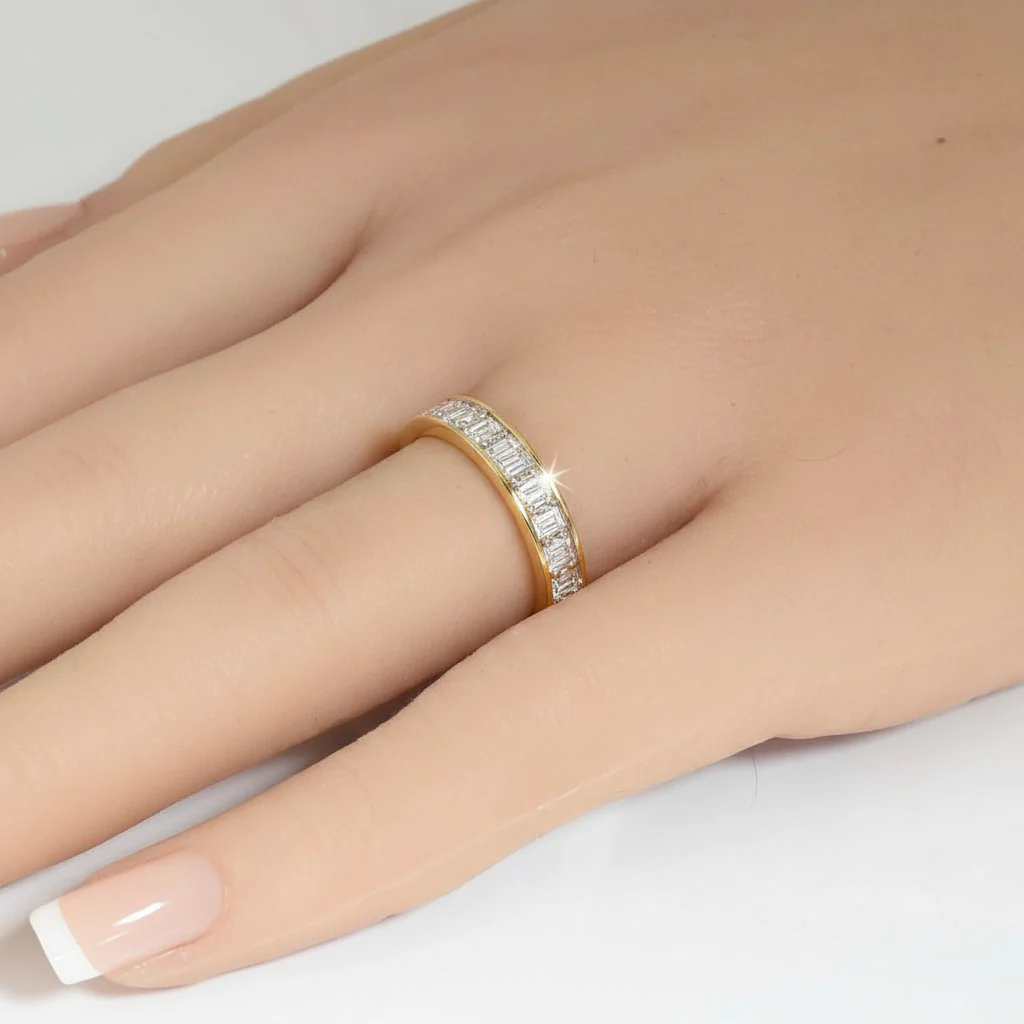 <span style="color:purple">SPECIAL!</span> 1.45ct G SI 14kt Yellow Gold Diamond Modern Band Ring Size 6.5 - Image 2