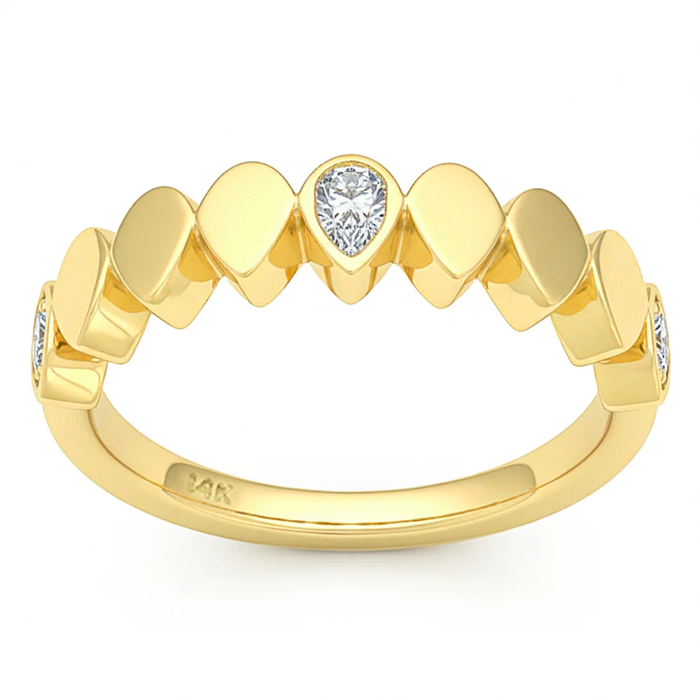 <span style="color:purple">SPECIAL!</span> .30ct G SI 14kt Yellow Gold Diamond Bezel Set Band Ring Size 6.5
