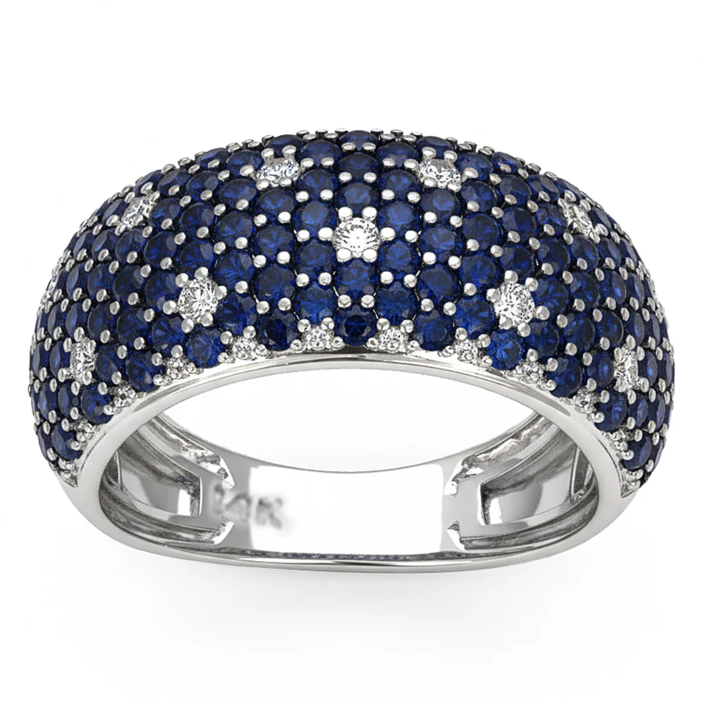<span style="color:purple">SPECIAL!</span> 2.37ct G SI 14kt White Gold Diamond & Blue Sapphire Gemstone Ring Size 6.5