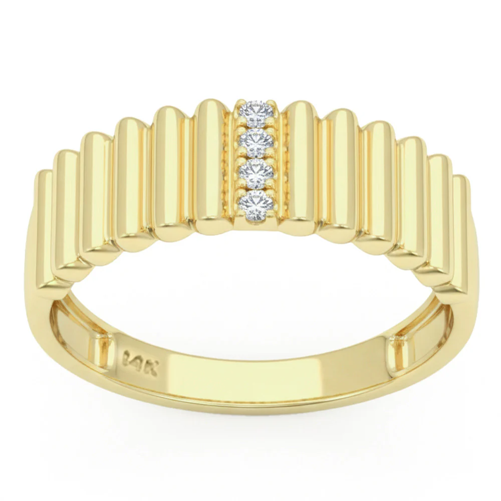 <span style="color:purple">SPECIAL!</span> .06ct G SI 14kt Yellow Gold Fluted Diamond Band Ring Size 6.5