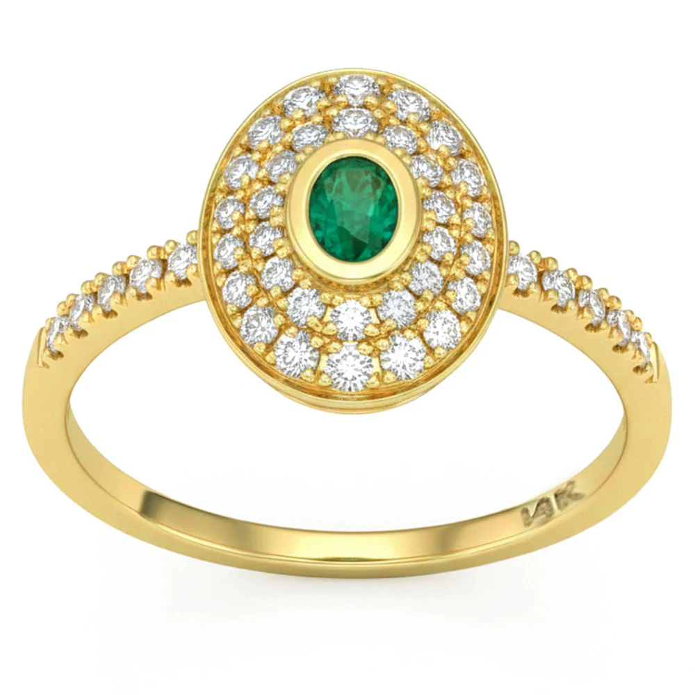 <span style="color:purple">SPECIAL!</span> .44ct G SI 14kt Yellow Gold Diamond & Emerald Gemstone Ring Size 6.5