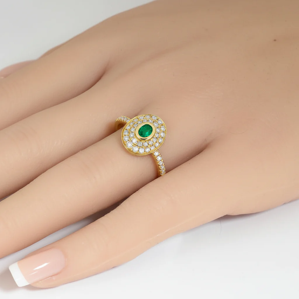 <span style="color:purple">SPECIAL!</span> .44ct G SI 14kt Yellow Gold Diamond & Emerald Gemstone Ring Size 6.5 - Image 2