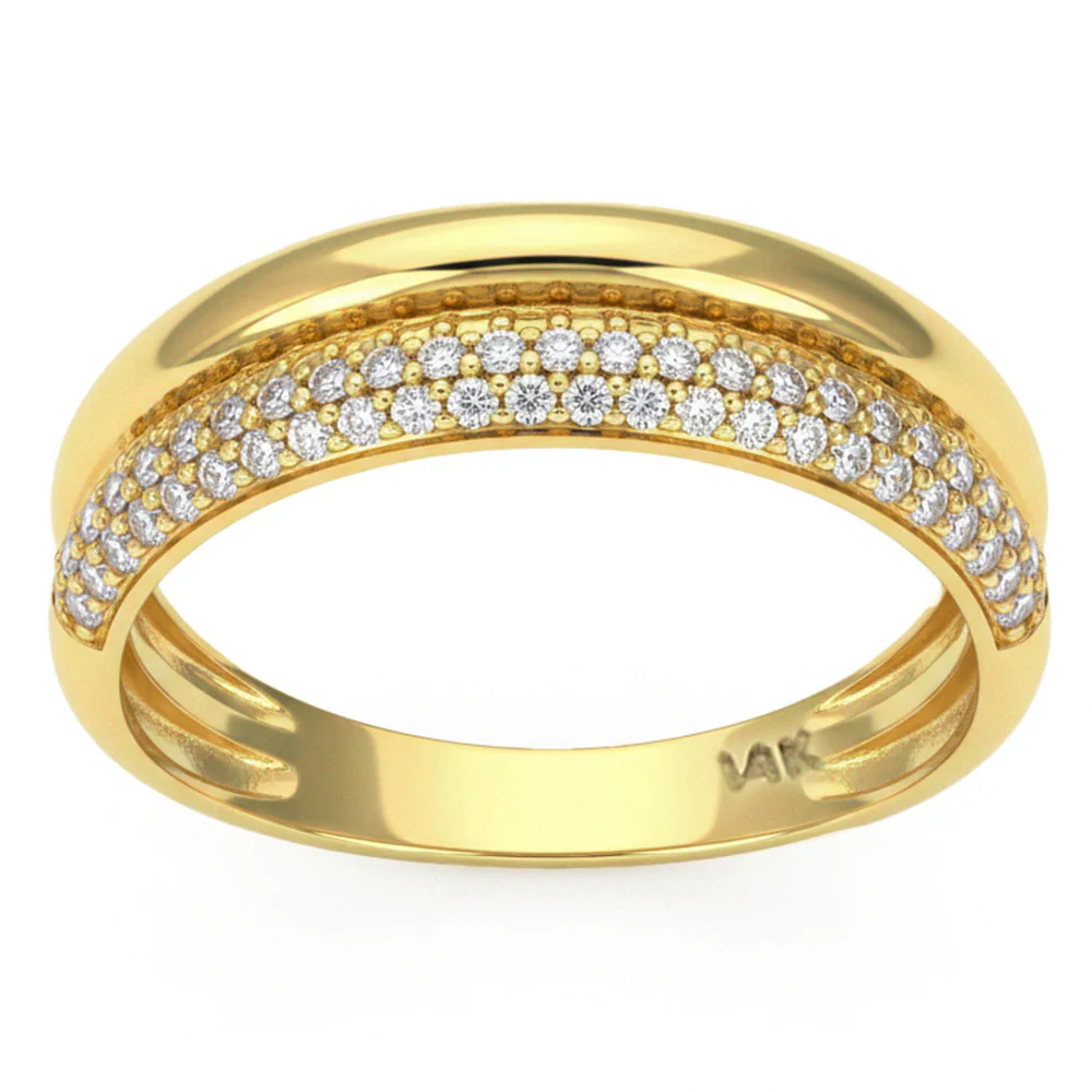 <span style="color:purple">SPECIAL!</span> .30ct G SI 14kt Yellow Gold Diamond Double Band Ring Size 6.5