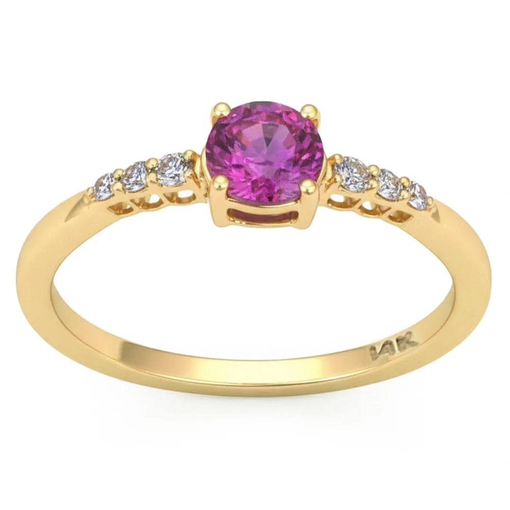 <span style="color:purple">SPECIAL!</span> .76ct G SI 14kt Yellow Gold Diamond & Pink Sapphire Gemstone Ring Size 6.5