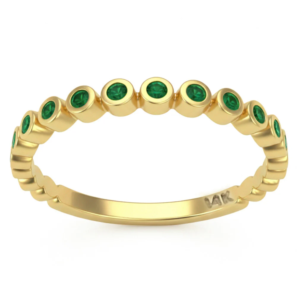 .14ct G SI 14kt Yellow Gold Emerald Gemstone Bezel Set Ring Size 6.5
