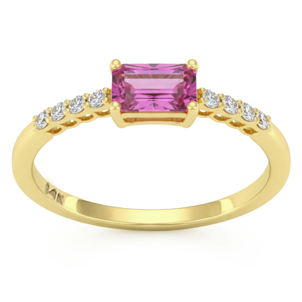 <span style="color:purple">SPECIAL!</span> .62ct G SI 14kt Yellow Gold Diamond & Pink Sapphire Gemstone Ring Size 6.5