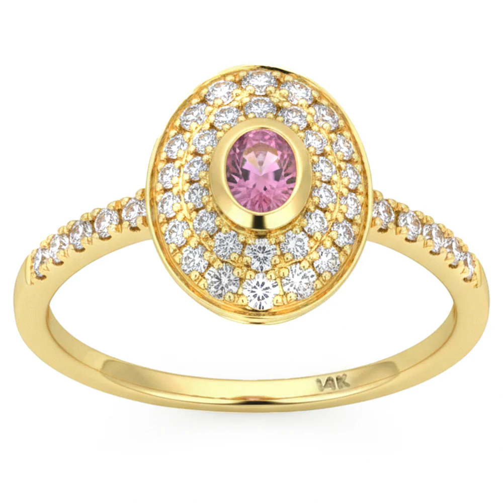 <span style="color:purple">SPECIAL!</span> .52ct G SI 14kt Yellow Gold Diamond & Pink Sapphire Gemstone Ring Size 6.5