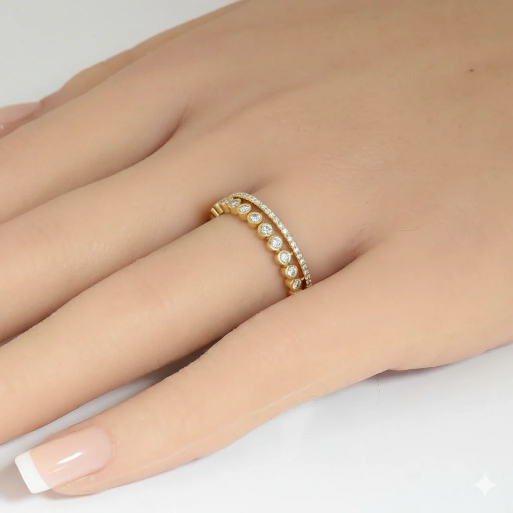 <span style="color:purple">SPECIAL!</span> .22ct G SI 14kt Yellow Gold Diamond Band Ring Size 6.5 - Image 2