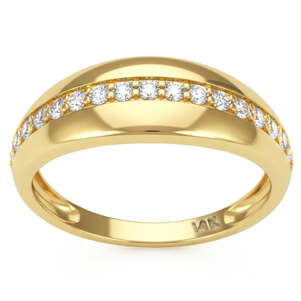 <span style="color:purple">SPECIAL!</span> .22ct G SI 14kt Yellow Gold Diamond Dome Shaped Band Ring Size 6.5