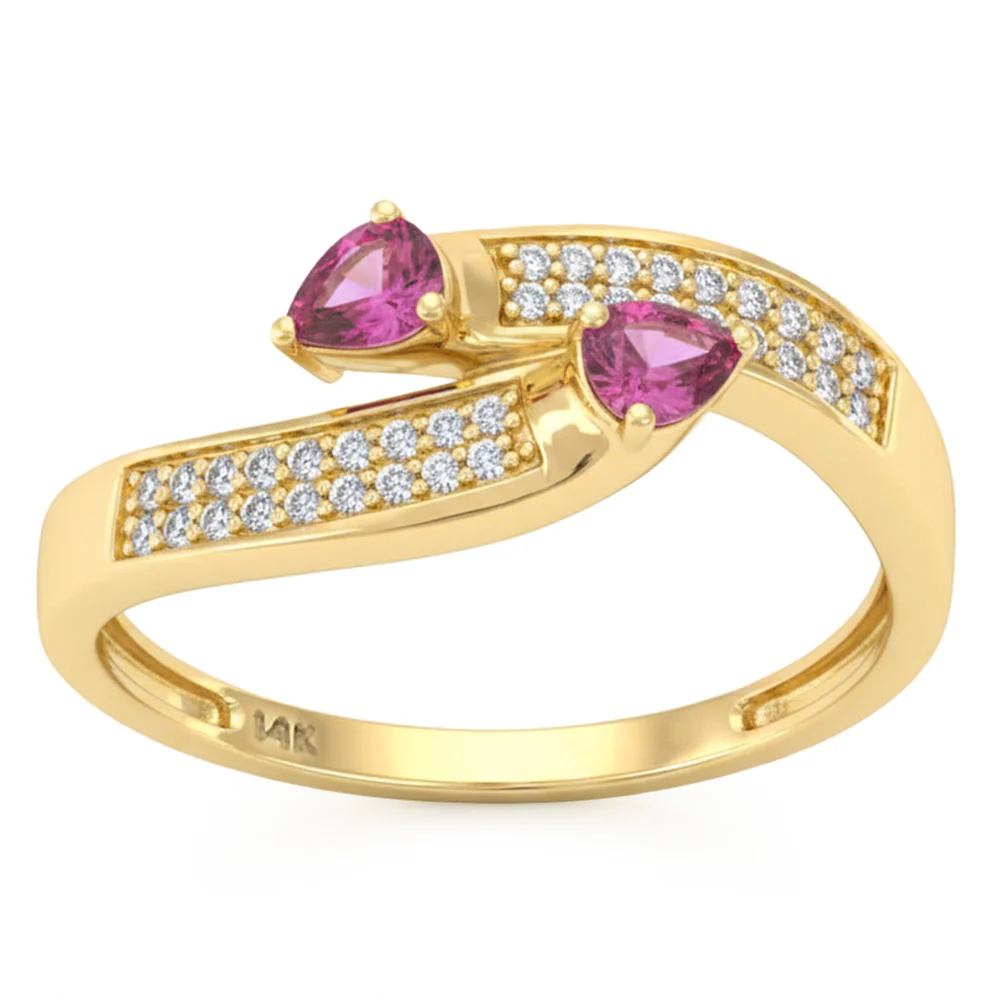 <span style="color:purple">SPECIAL!</span> .73ct G SI 14kt Yellow Gold Diamond & Pink Sapphire Gemstone Wrap Ring Size 6.5