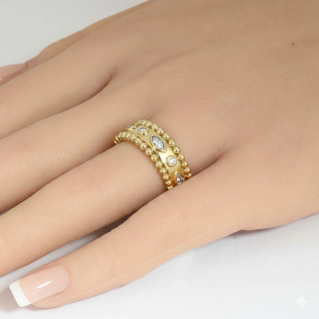 <span style="color:purple">SPECIAL!</span> .11ct G SI 14kt Yellow Gold Diamond Band Ring Size 6.5 - Image 2