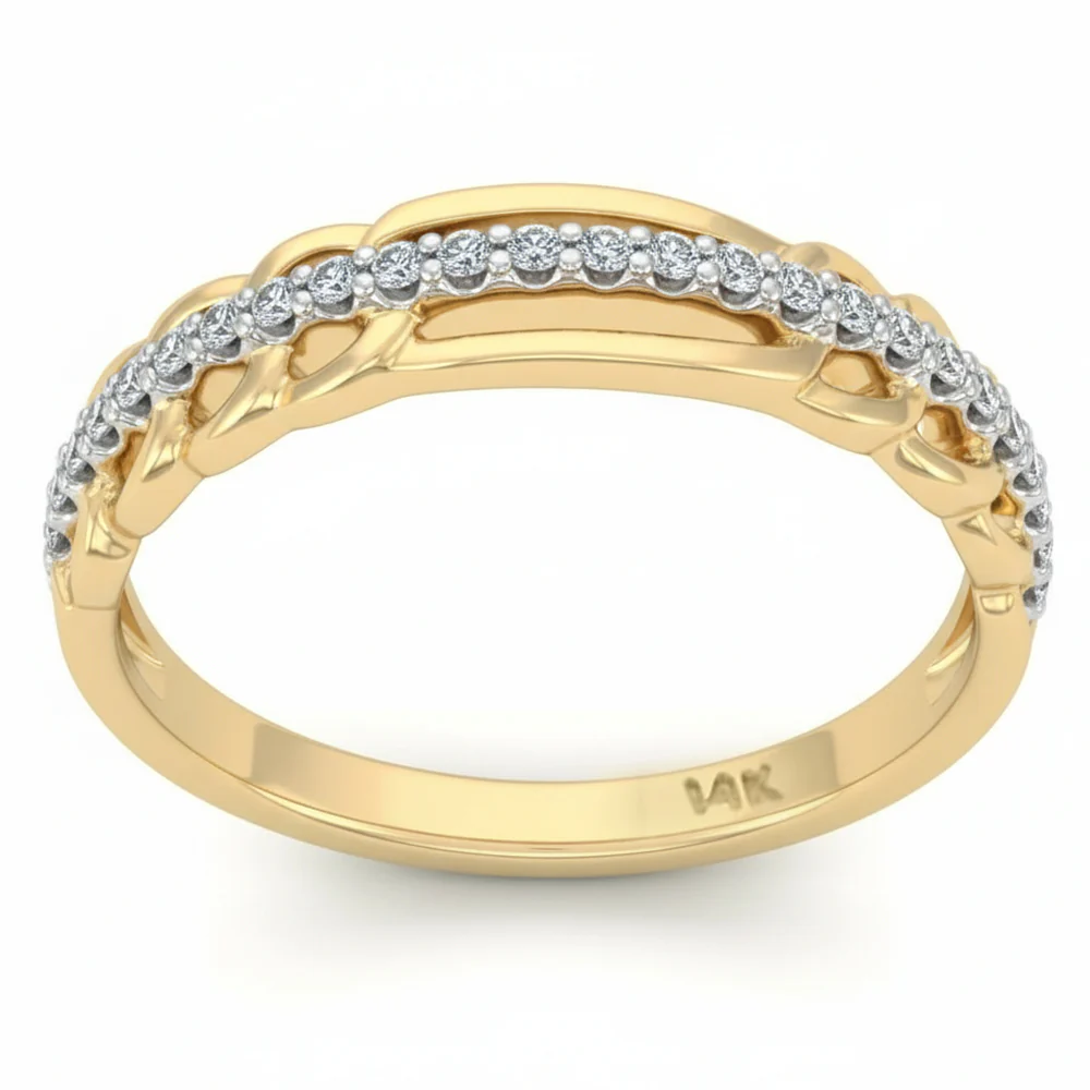 <span style="color:purple">SPECIAL!</span> .15ct G SI 14kt Yellow Gold Diamond Band Ring Size 6.5
