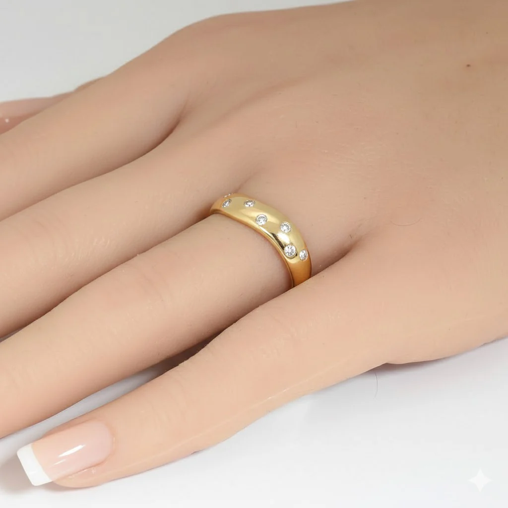 <span style="color:purple">SPECIAL!</span> .19ct G SI 14kt Yellow Gold Diamond Bezel Set Band Ring Size 6.5 - Image 2