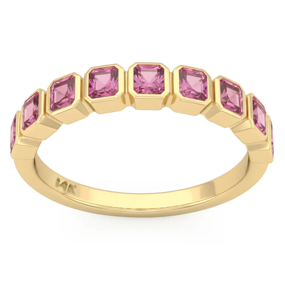 <span style="color:purple">SPECIAL!</span> 1.25ct G SI 14kt Yellow Gold Pink Sapphire Gemstone Bezel Set Band Ring Size 6.5