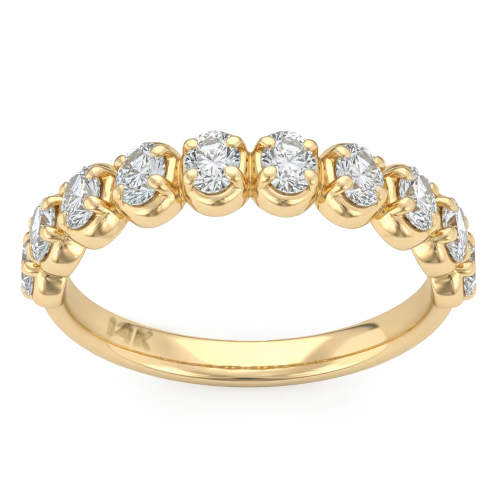 <span style="color:purple">SPECIAL!</span> .73ct G SI 14kt Yellow Gold Diamond Half Eternity Oval Band Ring Size 6.5